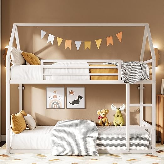 Twin Over Twin House Bunk Bed – Metal Frame