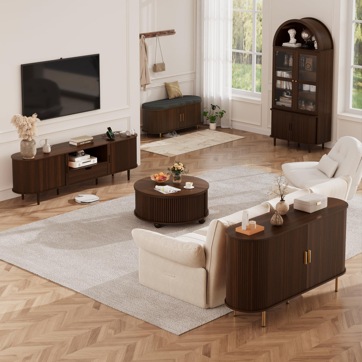 Fluted Round Storage Coffee Table