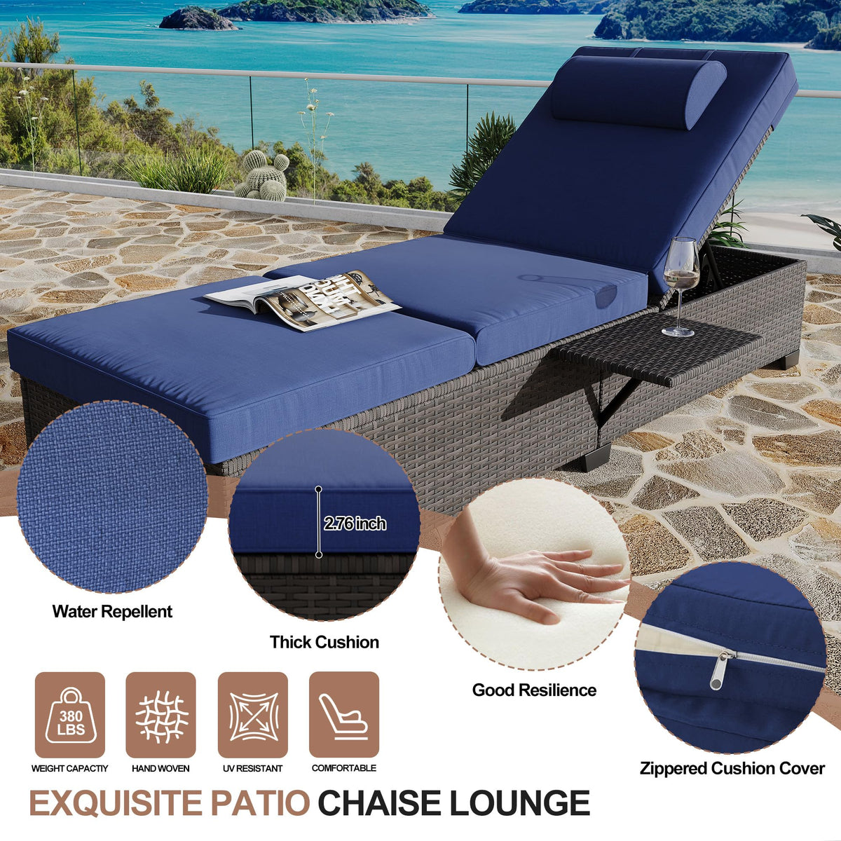 Wicker Chaise Lounge Set of 2