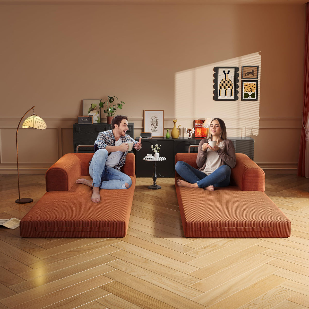 Convertible Corduroy Sofa Bed