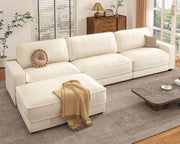 Vipbear 120" Oversized Modular Sectional Sofa, L Shaped Couch Set with 2 Pillows, 4 Seat Comfy Cloud Couches with Movable Ottoman for Living Room, Bedroom and Apartment, Chenille Beige