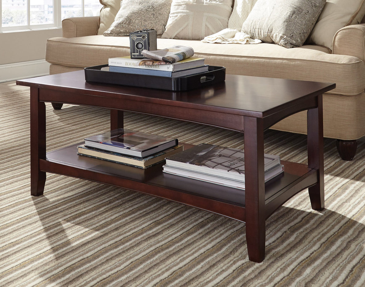 Alaterre Furniture Shaker Cottage 2-Tier Coffee Table, Espresso, 42”W