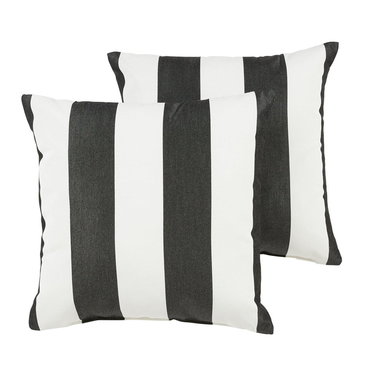 Black and White Striped Patio Pillow Pair