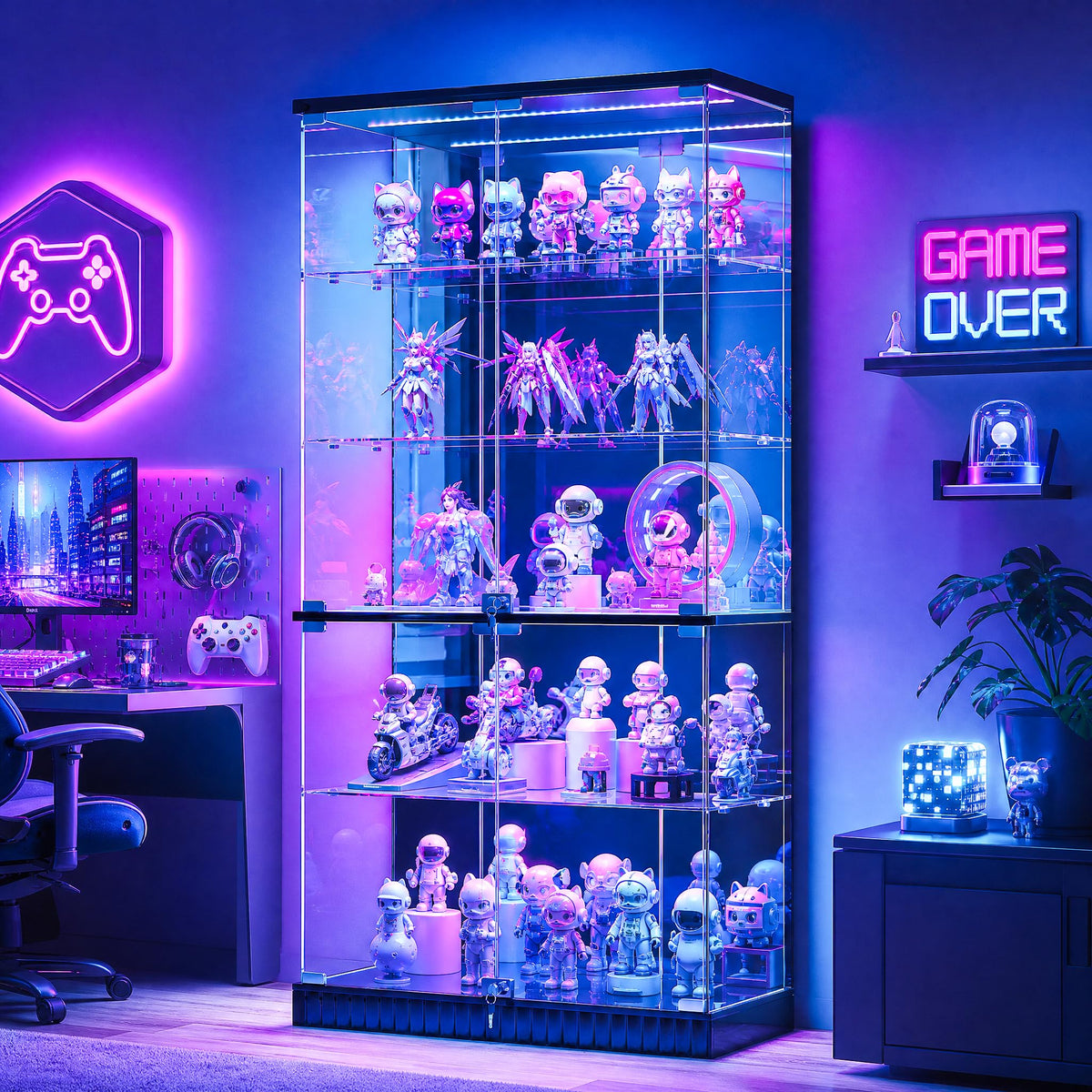 RGB Glass Display Cabinet with Lock