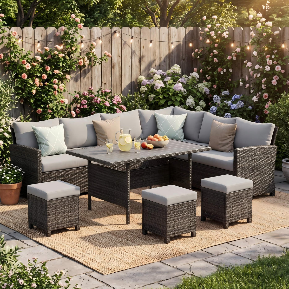 Wisteria Lane 7 Piece Patio Furniture Set, Patio Sectional for All Weather