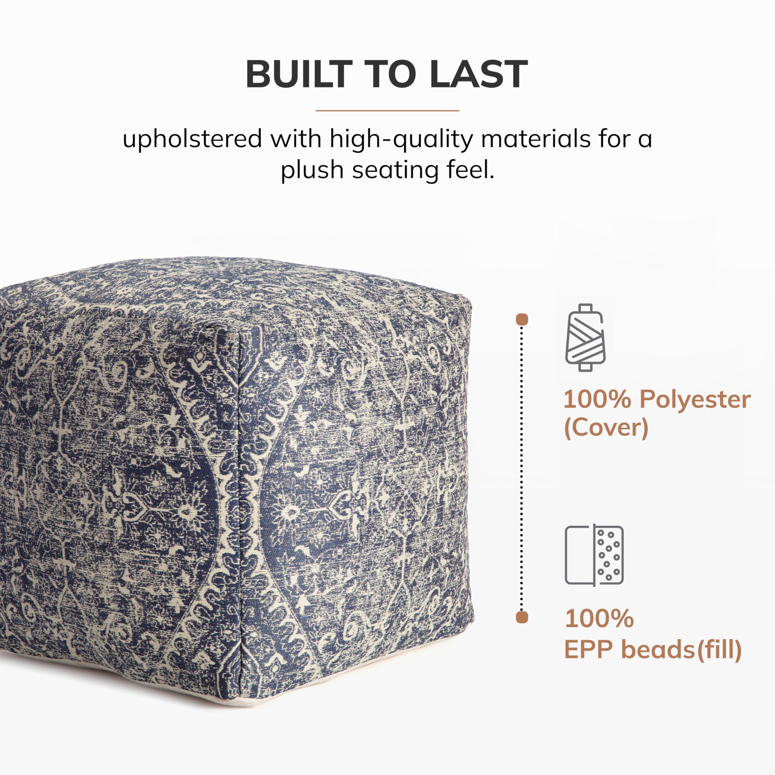 Anji Mountain Pouf Ottoman Foot Rest, Handmade Ottoman Pouf, Comfortable Foot Stool, Decorative Floor Seating for Living Room Decor, Bedroom & Home Décor Accent - Hanalei
