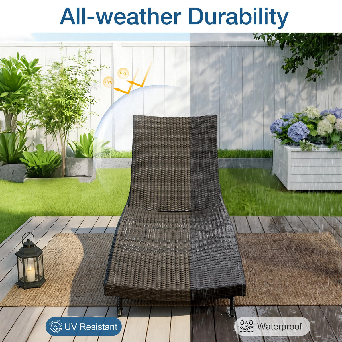 Brightgrove Outdoor Chaise Lounge Chair Set of 1, No Assembly, Brown