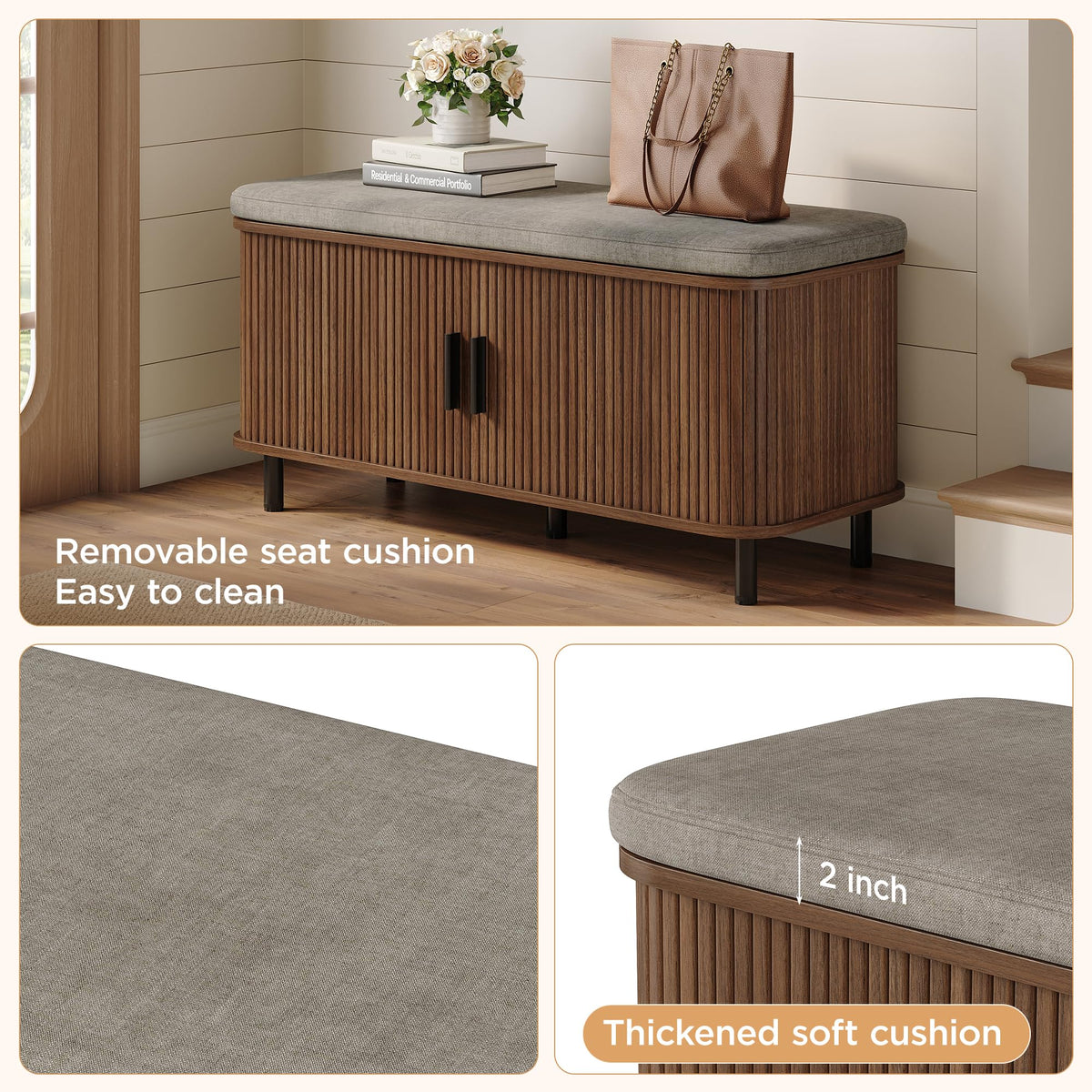 Upholstered Shoe Storage Bench