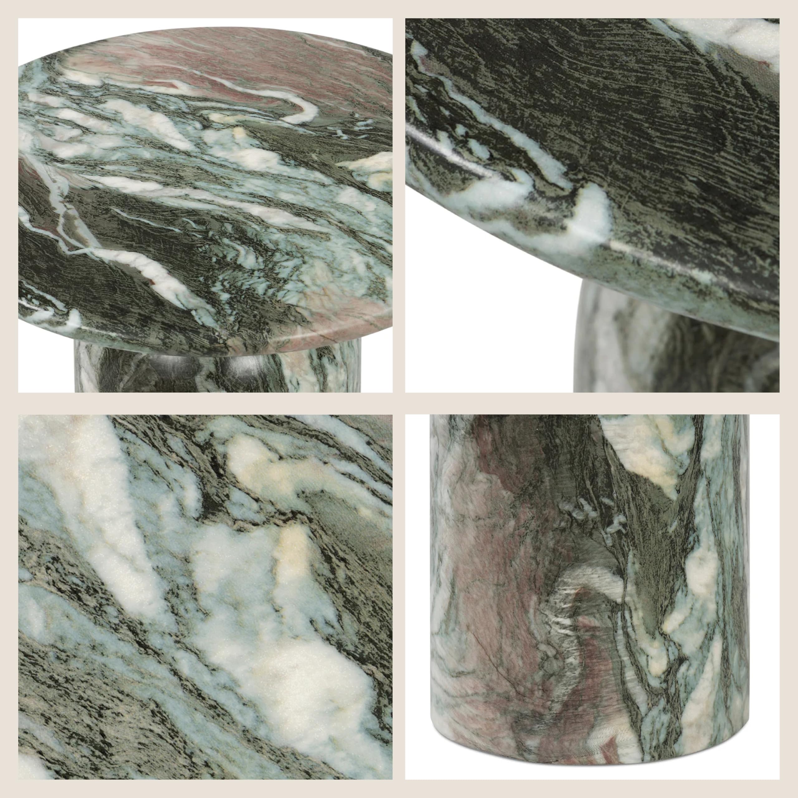 Round Faux Marble End Table