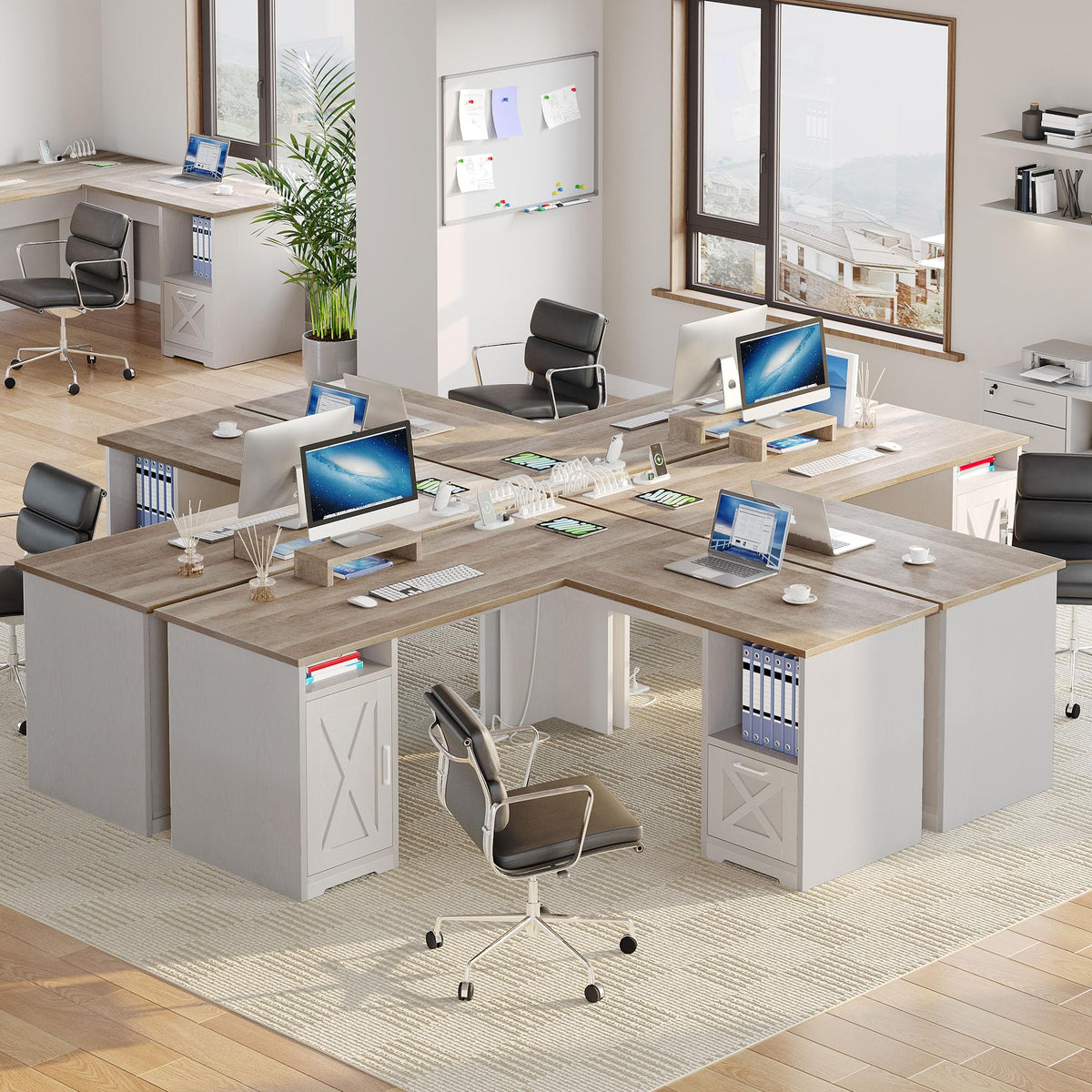 L-Shaped Desk with Power Outlets