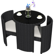 3-Piece Patio Bistro Set with Tempered Glass Table