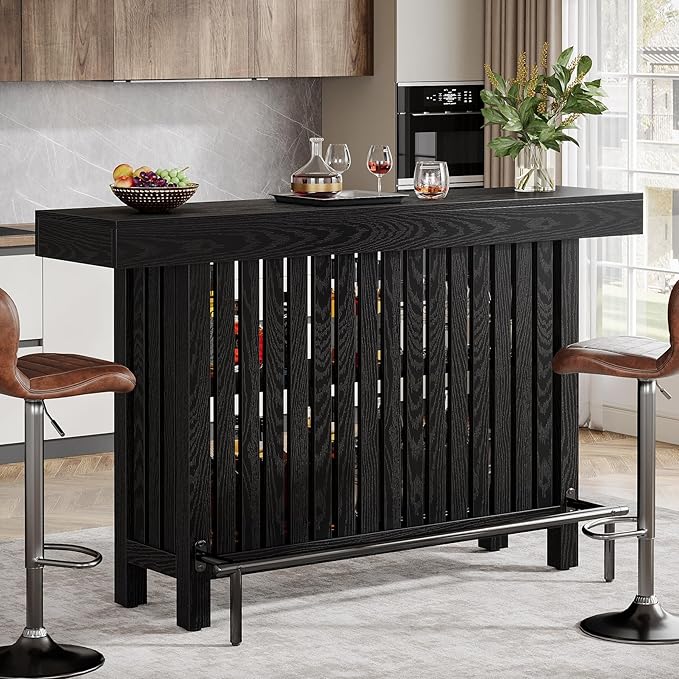 63" 2-Tier Home Bar Table with Footrest