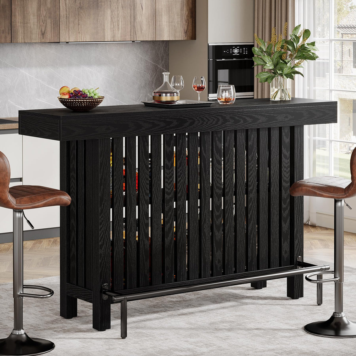 Bar Table with Storage and Footrest