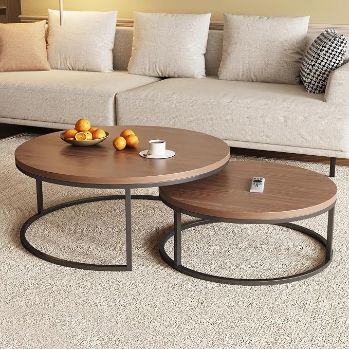 Round Nesting Coffee Tables, Set of 2