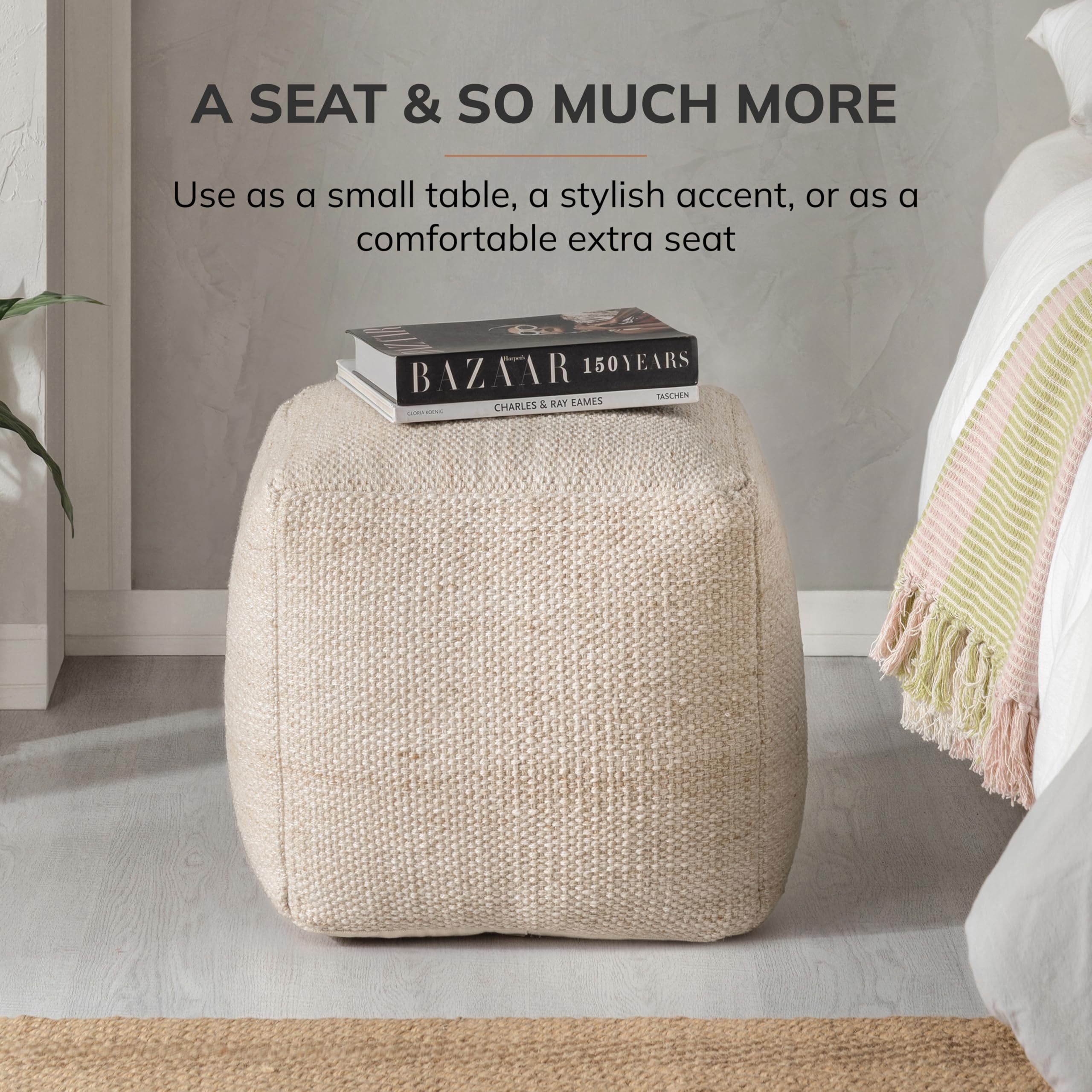 Square Pouf Ottoman Footrest