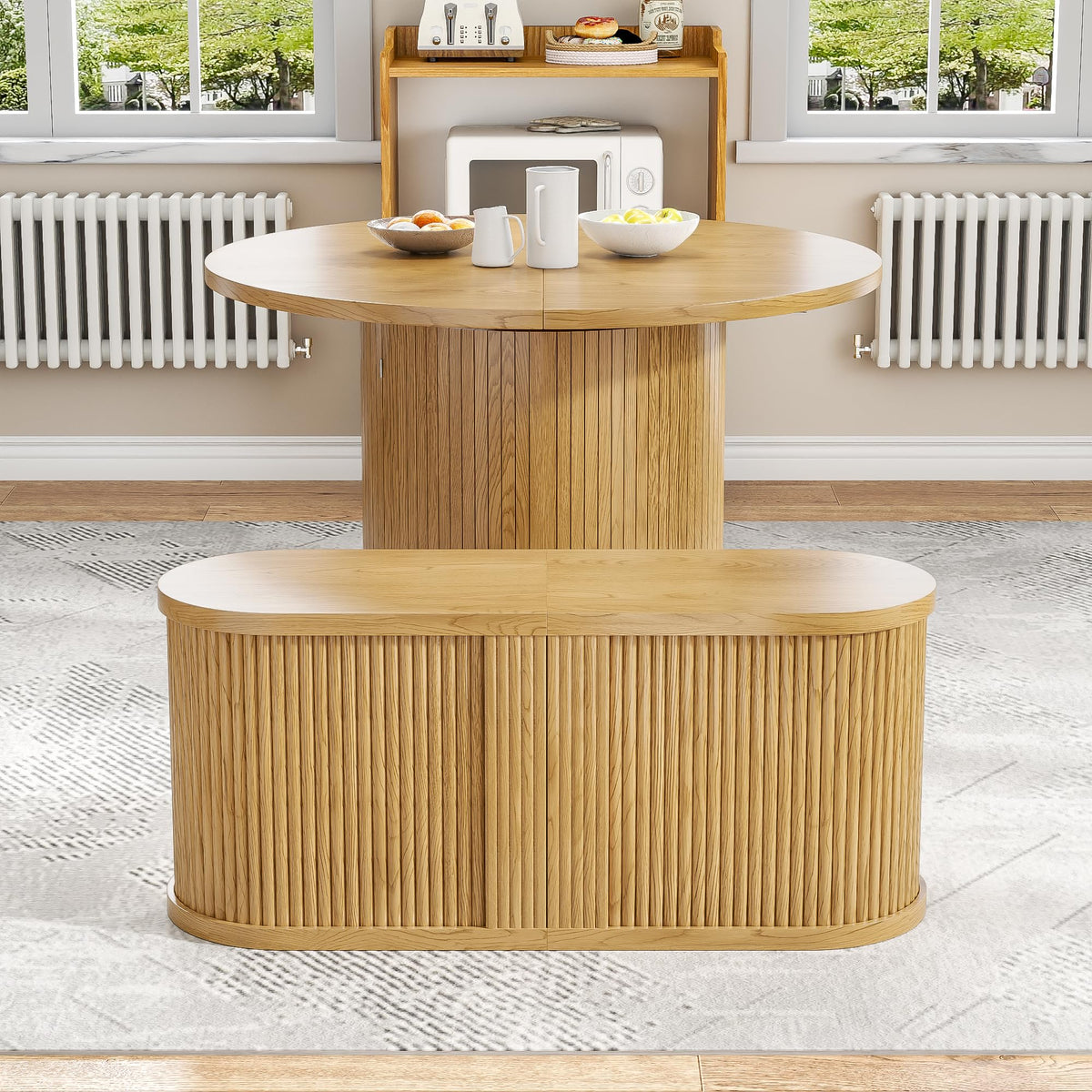 41-95 Inch Long Extendable Dining Bench, Oval Dining Room Bench Seat
