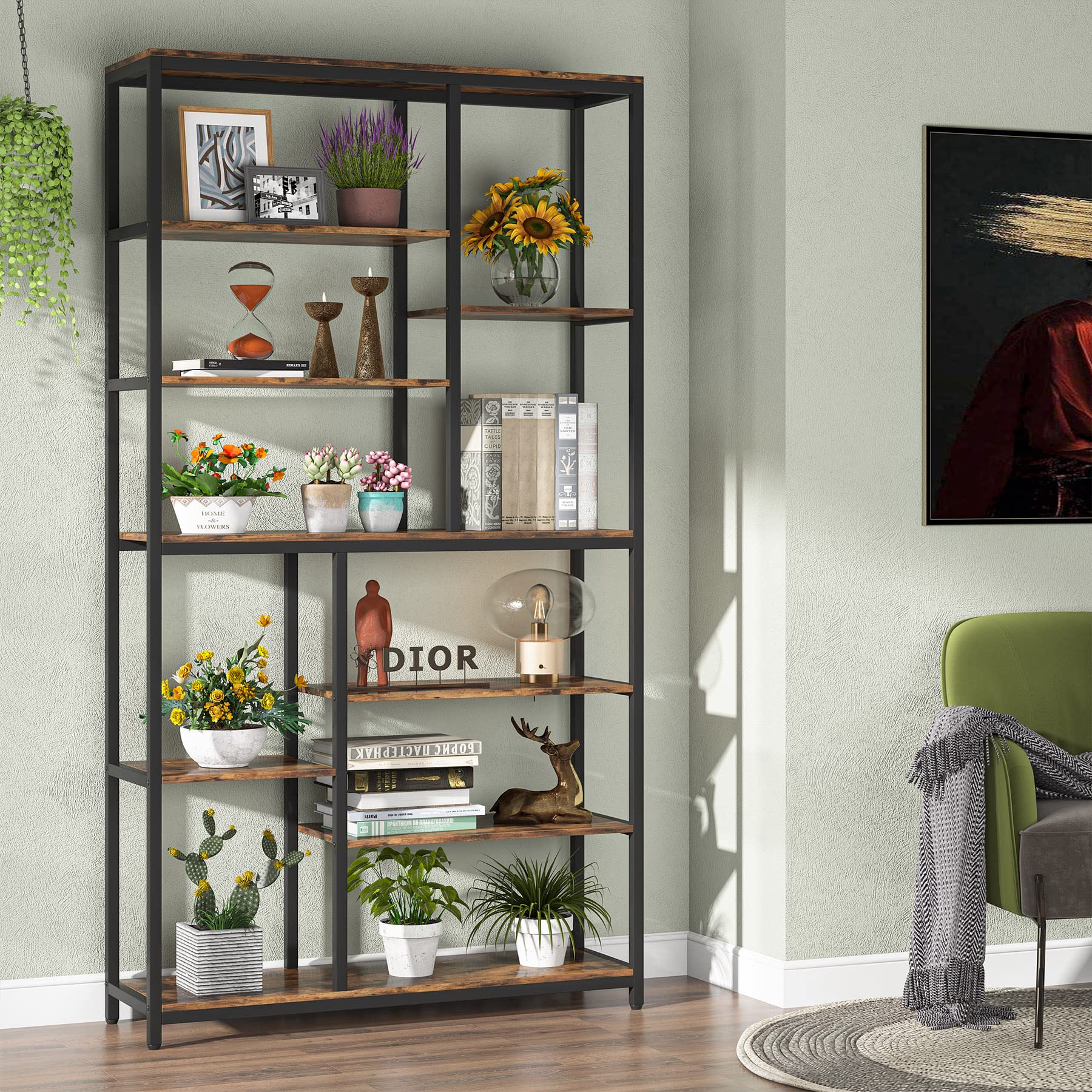 8-Tier Staggered Bookcase