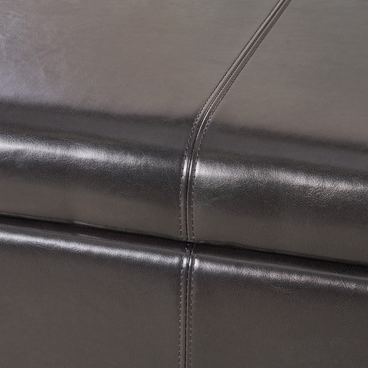 Square Leather Storage Ottoman