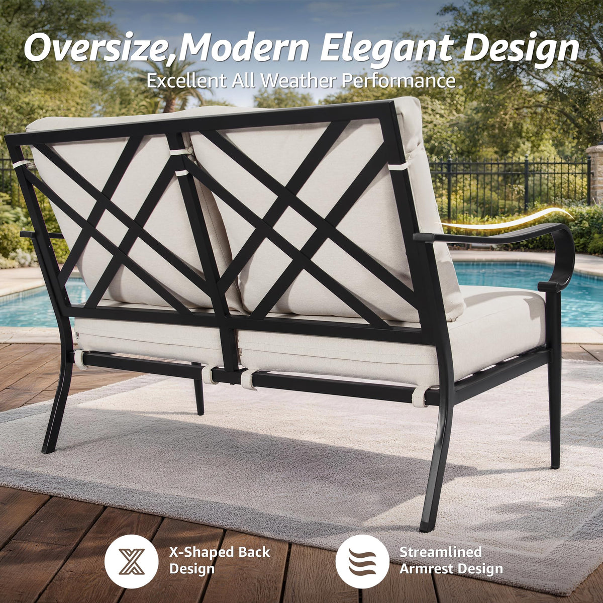 4-Piece Steel Patio Set with Swivel Rockers