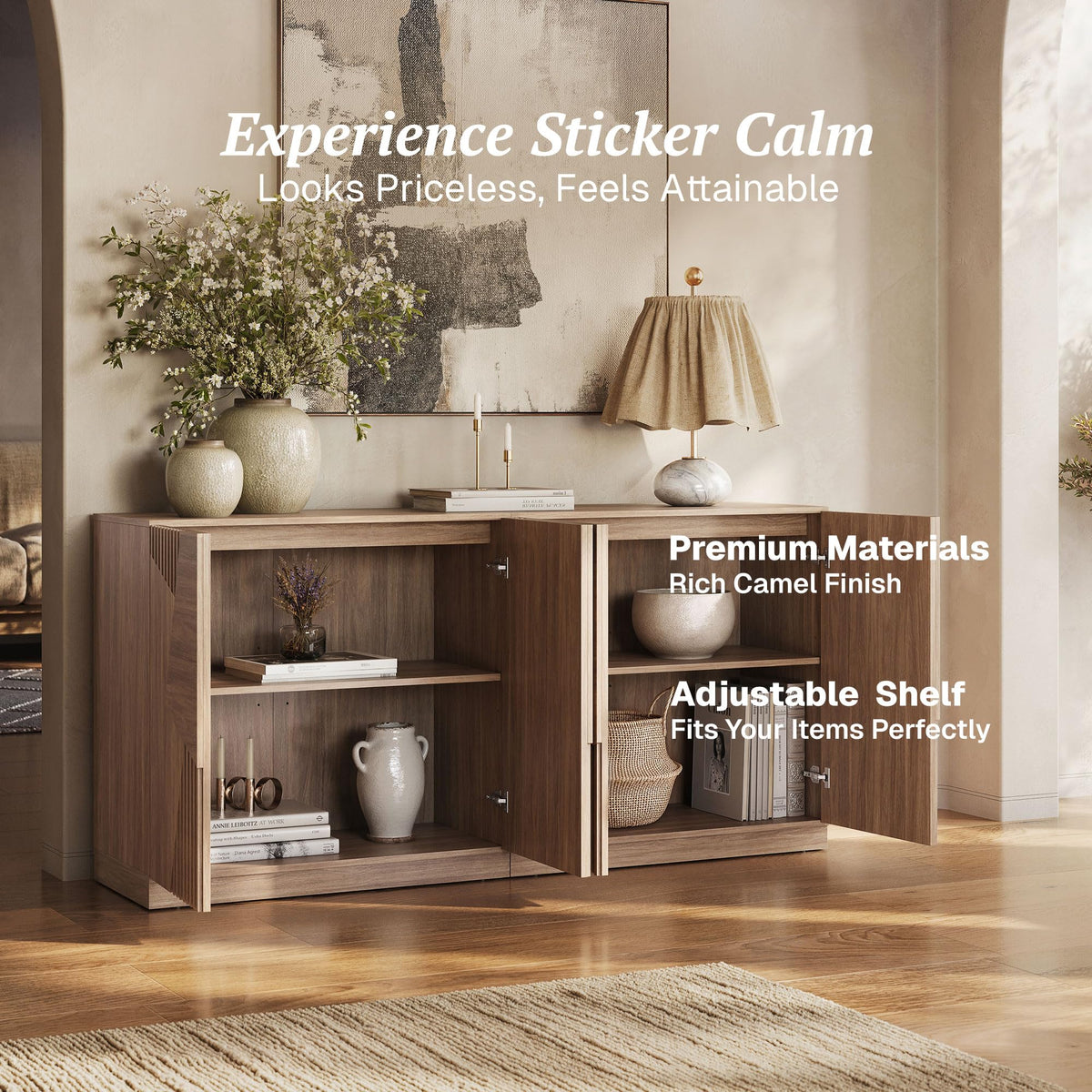 Camel Fluted Modular Sideboard