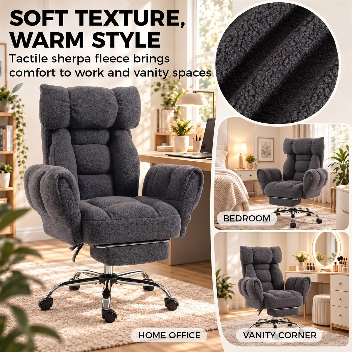 HOMCOM Criss Cross Office Chair with Flip-Up Armrests, Wide Seat, Dark Gray