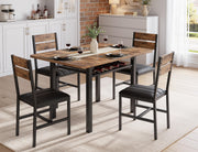 Extendable Dining Table Set for 4 with Storage Rack