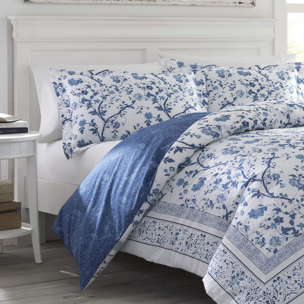 Blue Cotton Queen Comforter Set