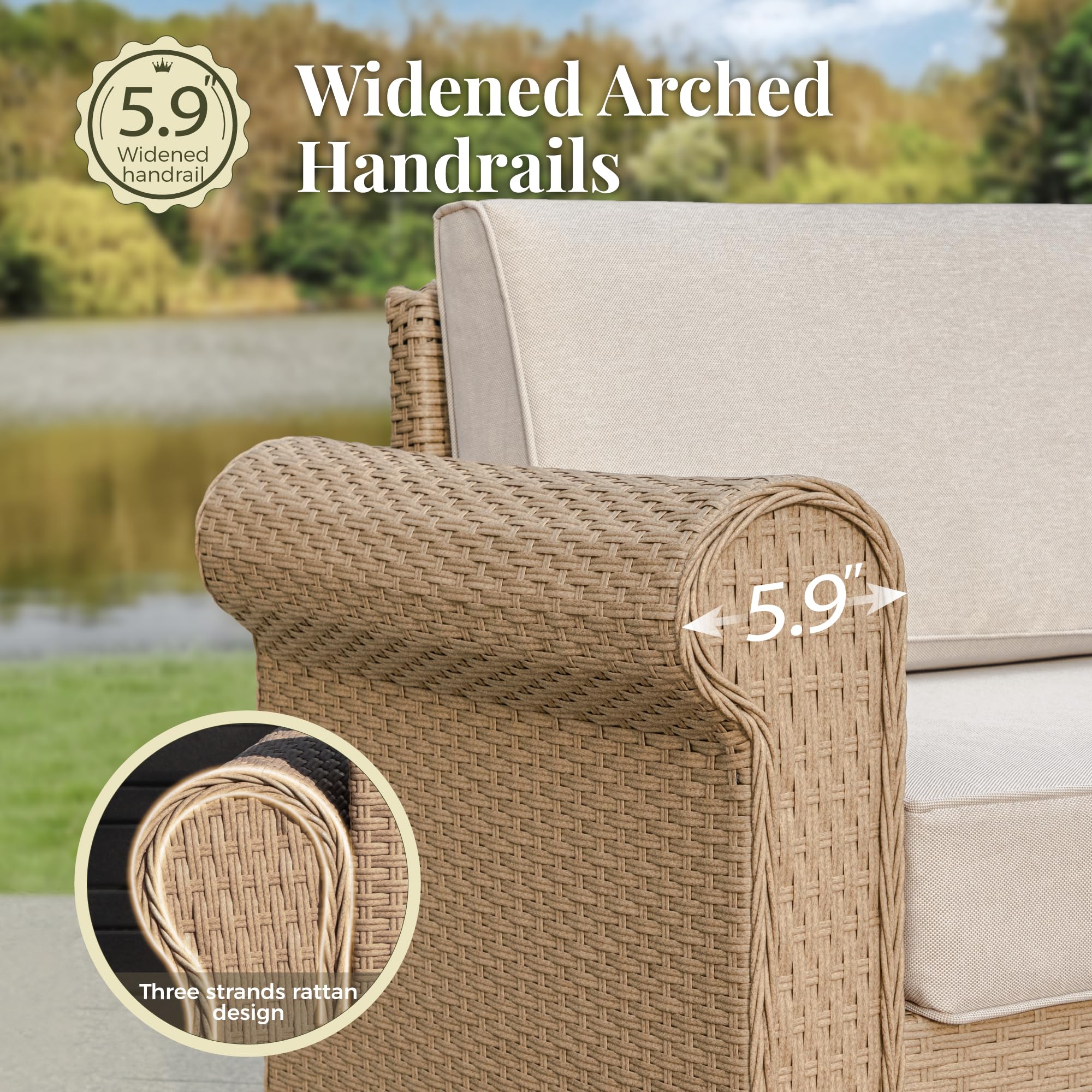 Modular Sectional Outdoor Sofa Set with Fire Pit Table & Waterproof Cushions