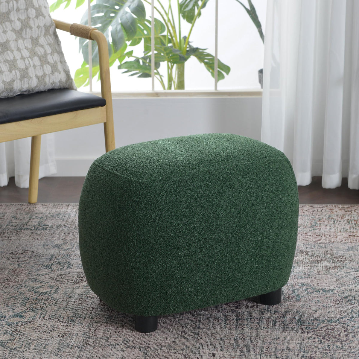 Green Boucle Ottoman