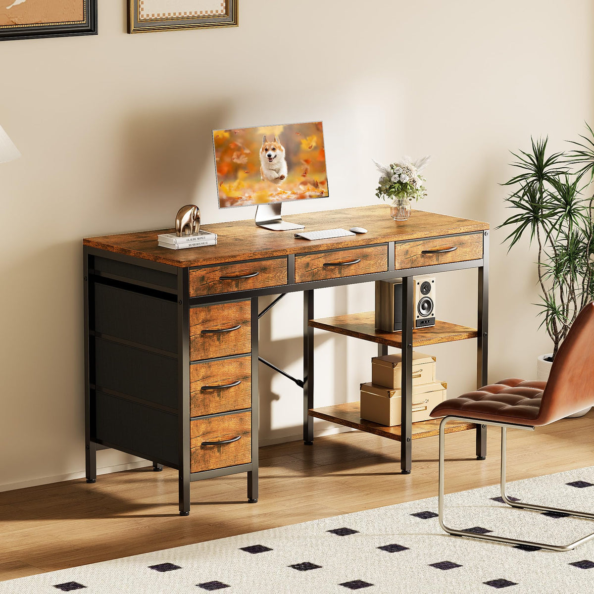 Computer Desk with 6 Drawers