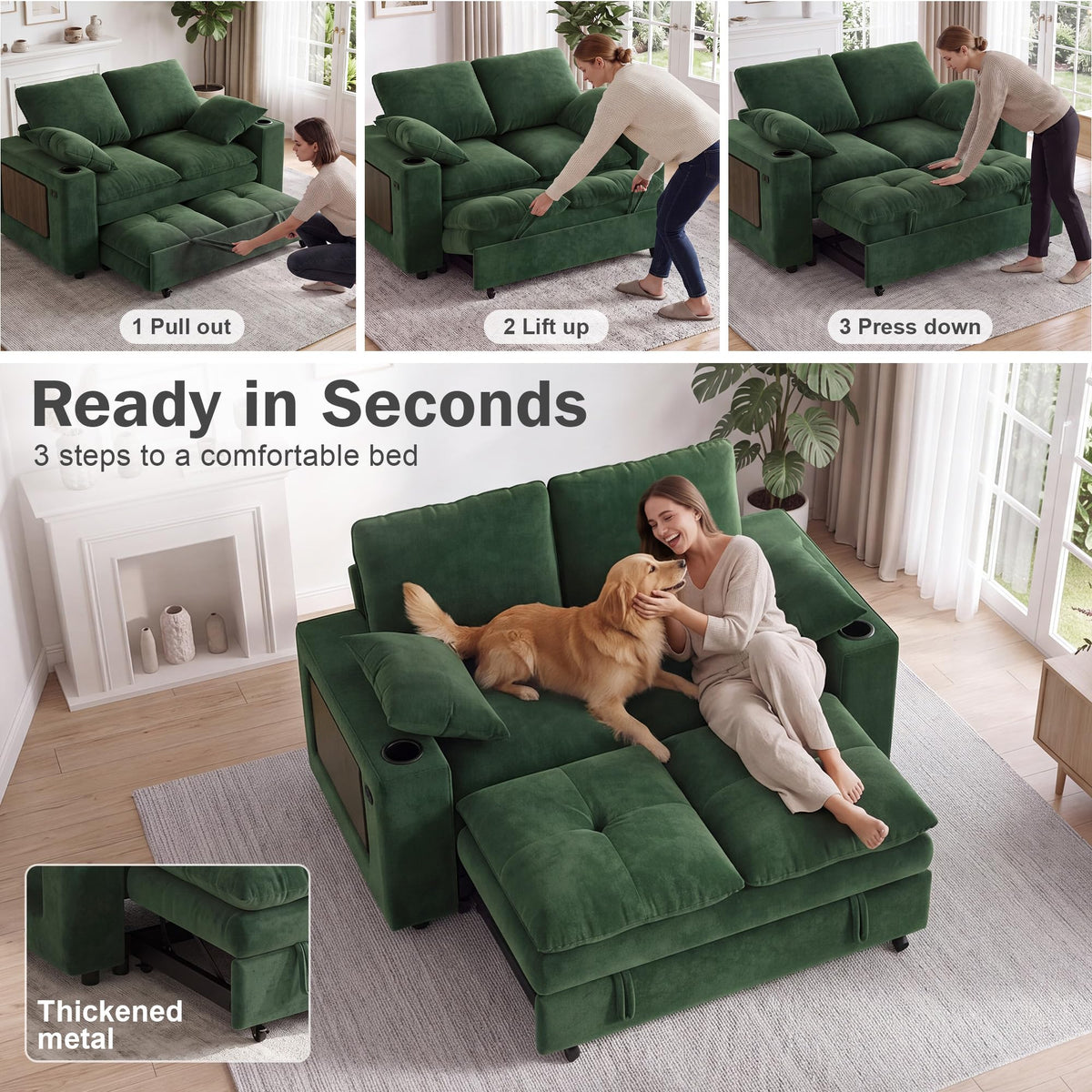 Chenille Loveseat Sleeper Sofa