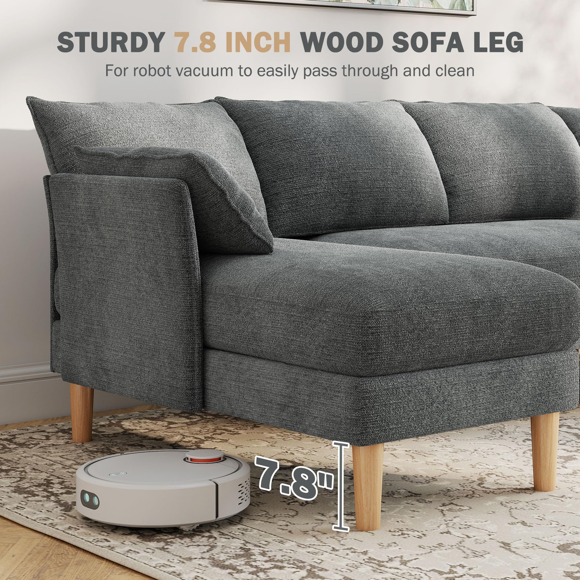 U-Shaped Sectional Sofa – Dark Gray