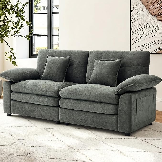Chenille Loveseat with Side Pocket