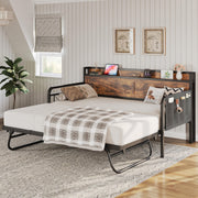 Twin Daybed with Pop-Up Trundle & Storage Headboard