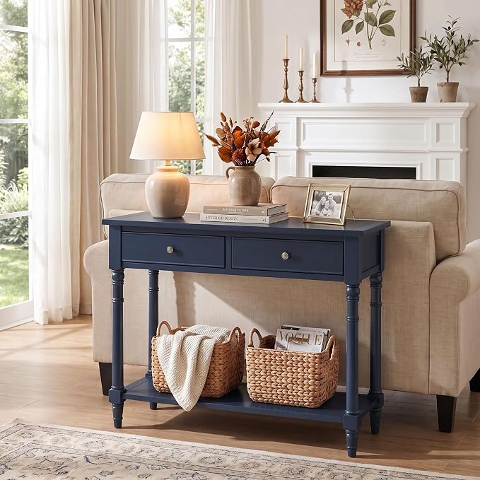 Solid Wood Console Table with Drawers