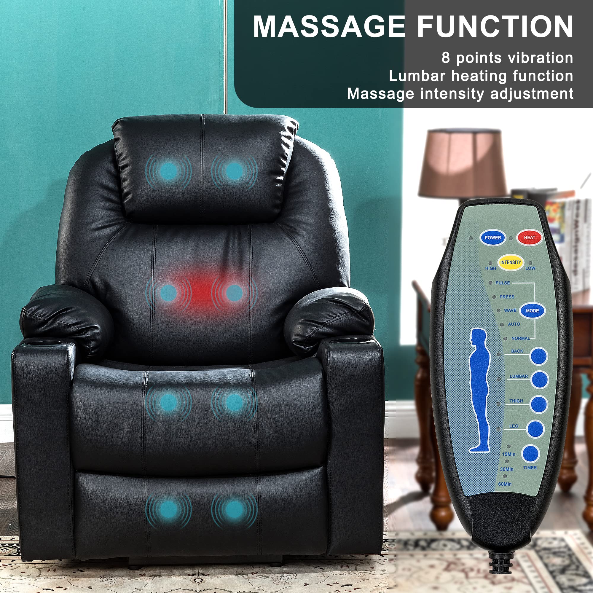 Power Lift Recliner Chair with Heat & Massage