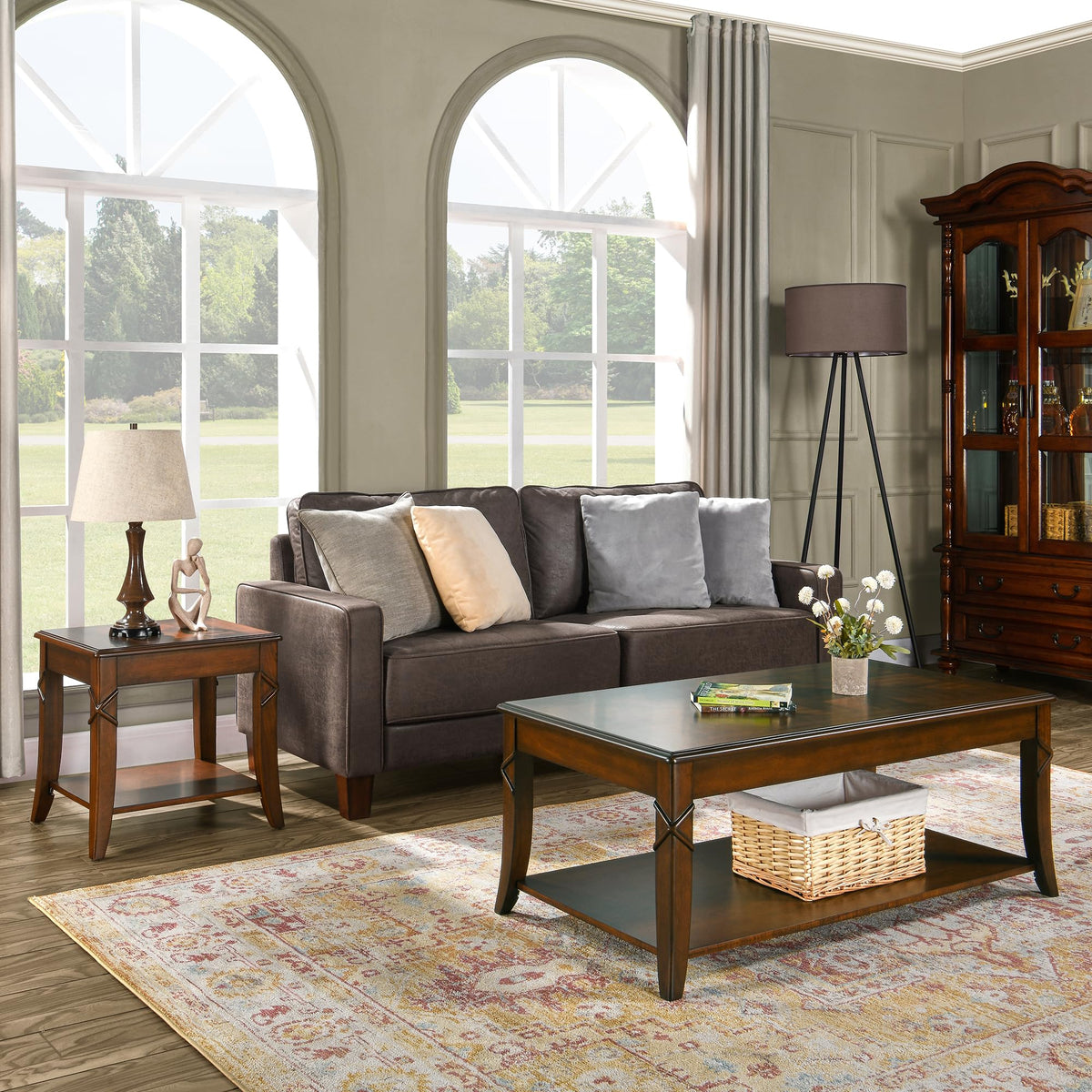 Cherry Brown Coffee Table with Storage