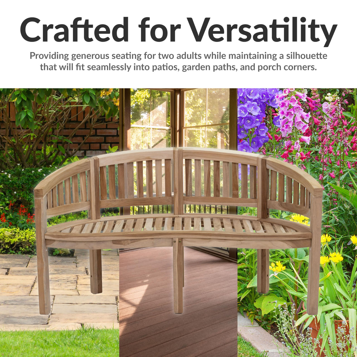 Curved Teak Outdoor Bench