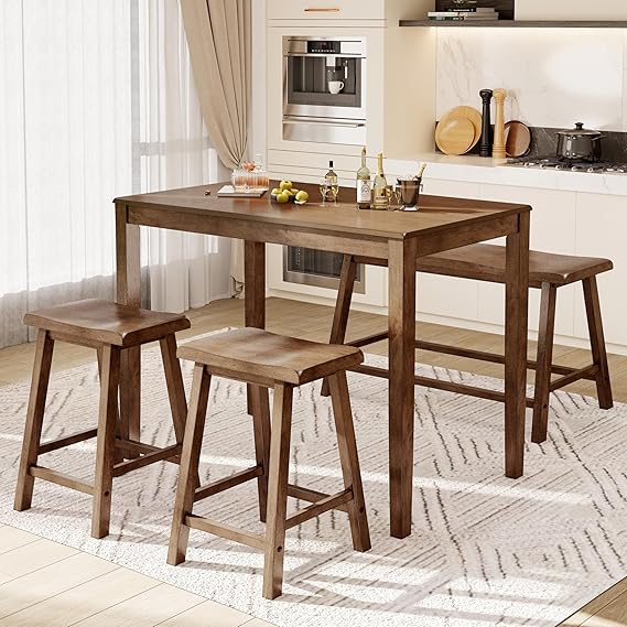 Counter Height Dining Table Set for 4 with Bench