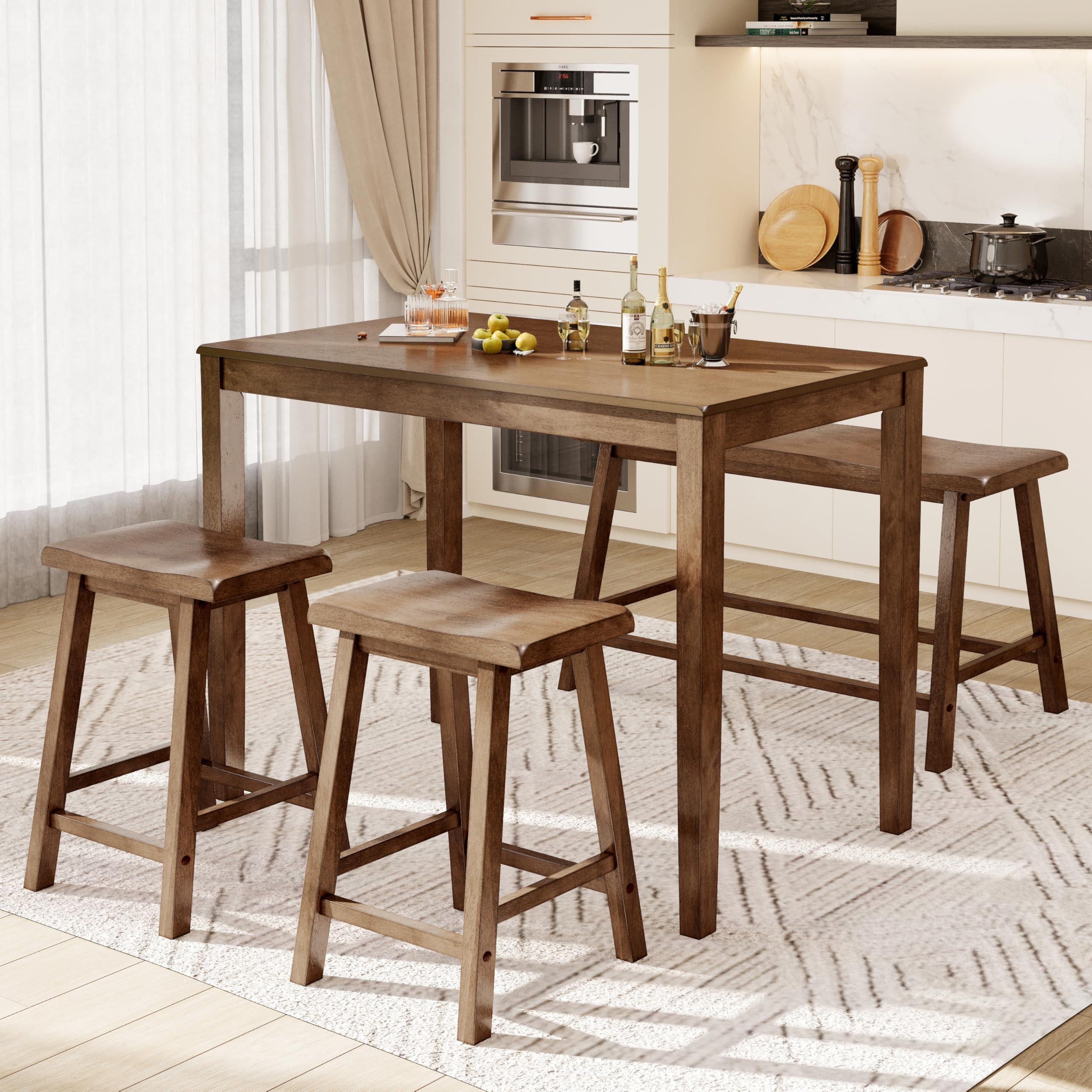 Counter Height Farmhouse Dining Table Set for 4