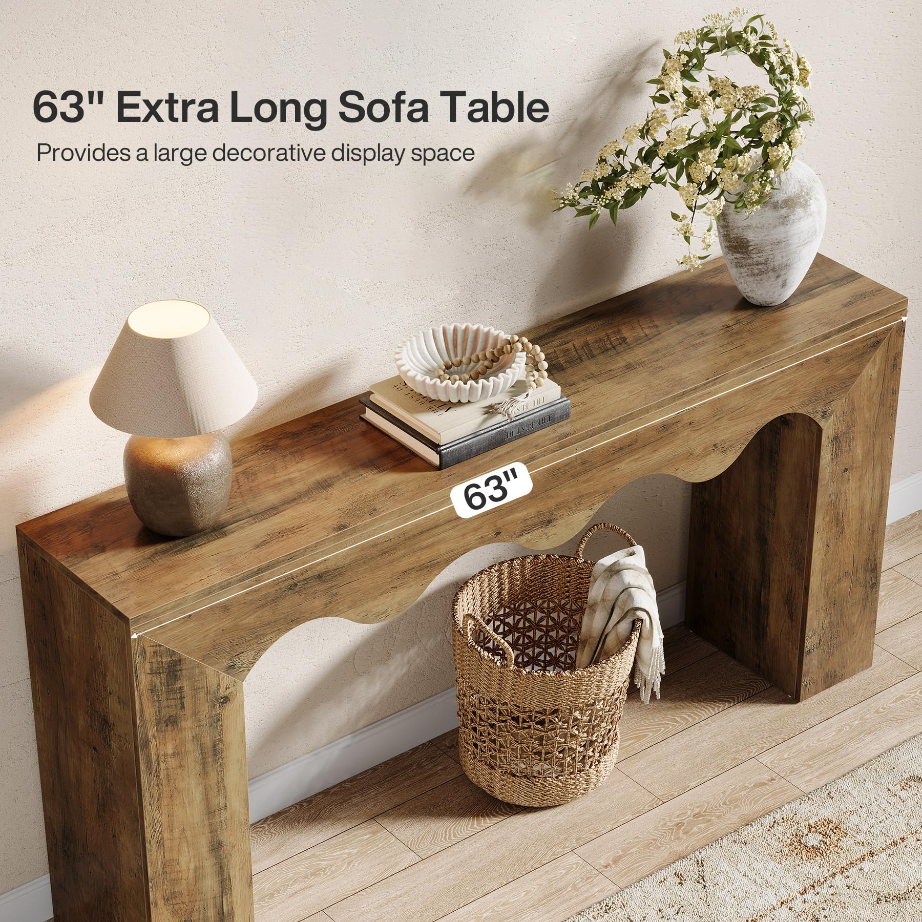 63" Wavy Console Table with Storage