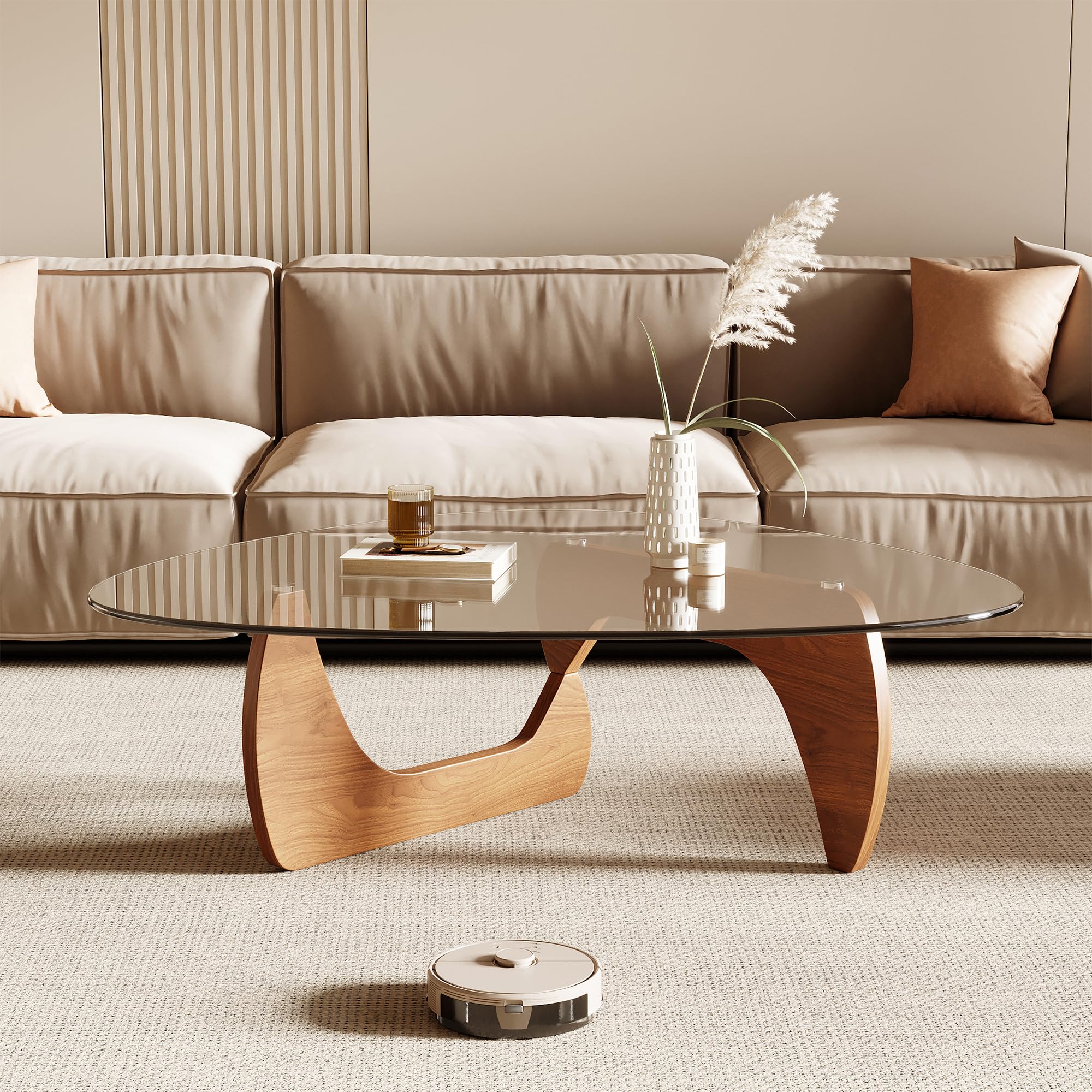 Triangle Glass Top Coffee Table