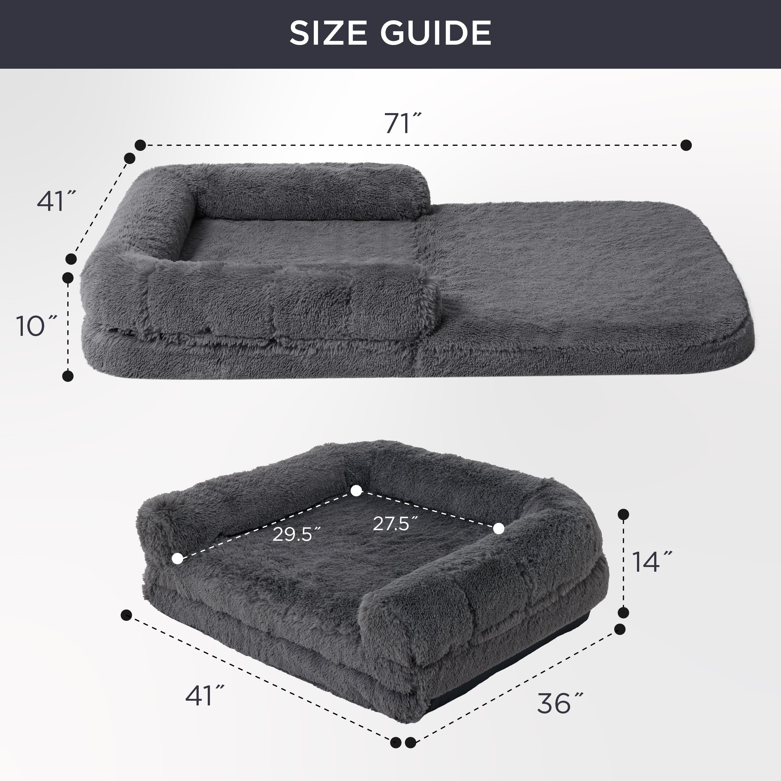 Foldable Human Dog Bed – Egg Foam, Bolster, Waterproof, Washable