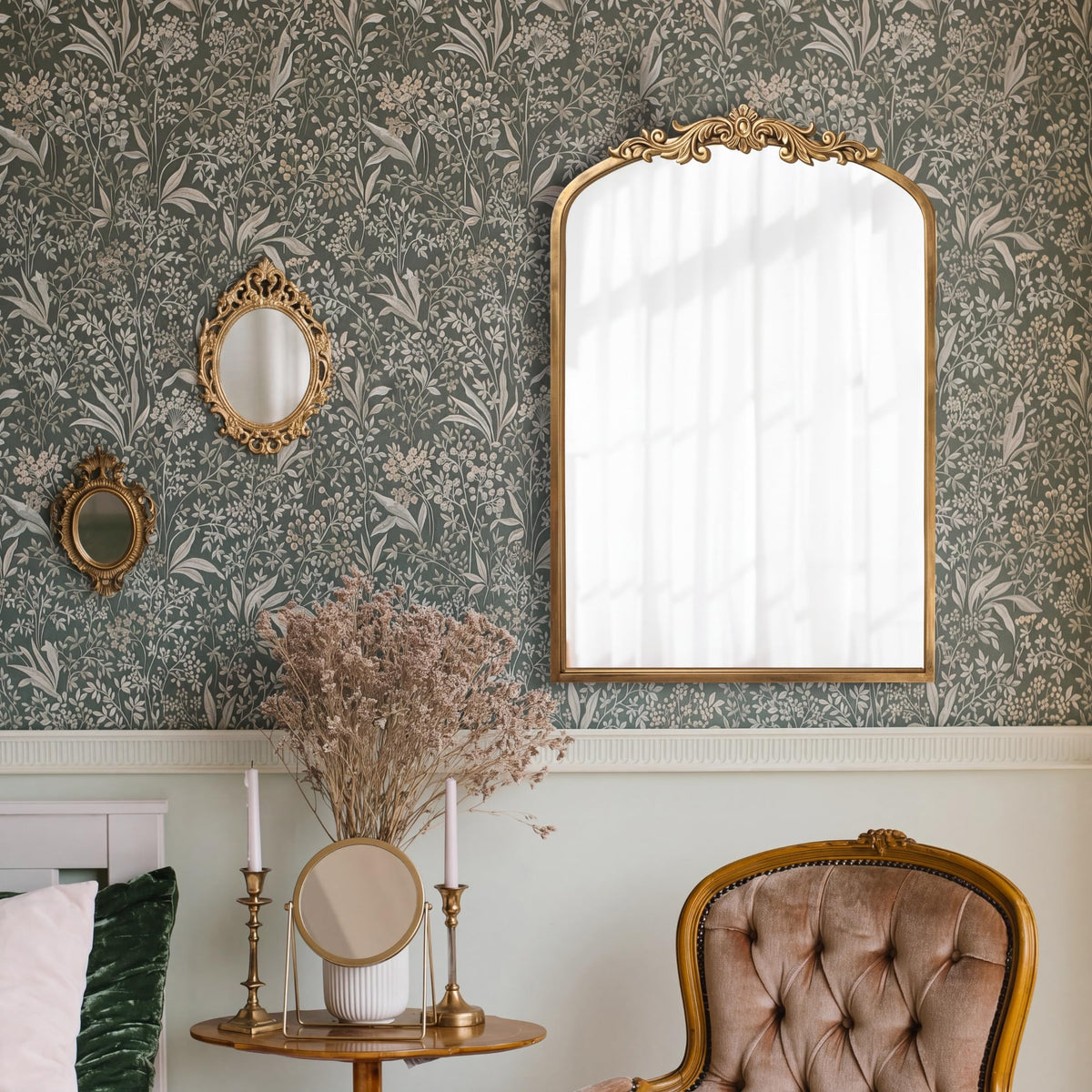 Gold Arched Baroque Wall Mirror