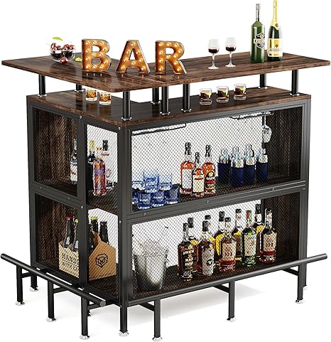 L-Shaped Home Bar Unit with Storage