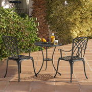 3-Piece Patio Bistro Set – Cast Aluminum Table & Chairs with Umbrella Hole