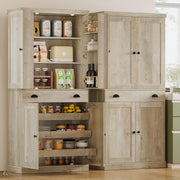 Freestanding Kitchen Pantry Cabinet with Drawer & Sliding Racks