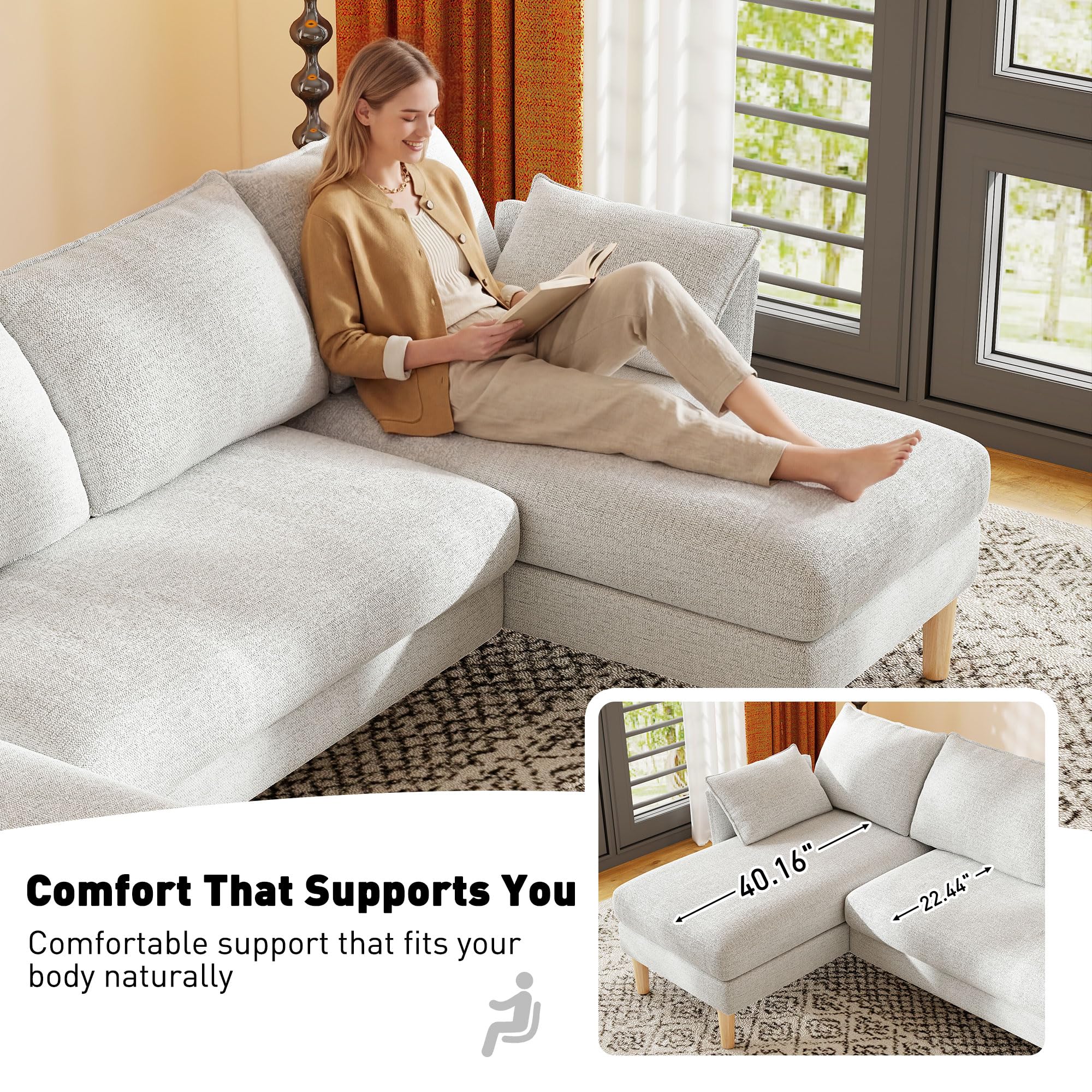 U-Shaped Sectional Sofa with Double Chaise Lounge