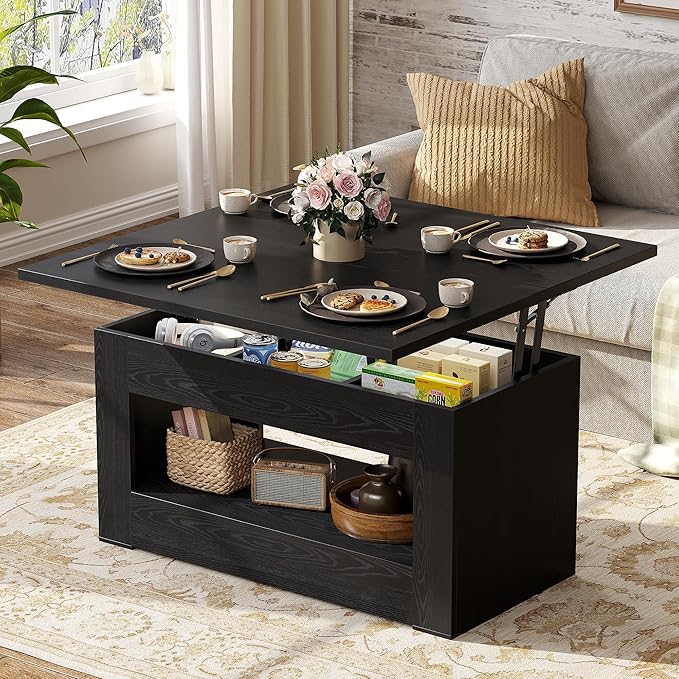 Lift Top Coffee Table – 4-in-1 Convertible with Storage