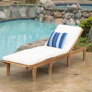 Acacia Wood Chaise Lounge with Cushion